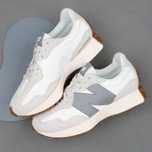 NEW BALANCE 327 Unisex W9.5/M8 Casual Sneakers Shoes Moonbeam Grey Leather Logo